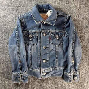 Levis Jacket Kids M Blue Denim Type 1 Iconic Trucker Button Front Pockets